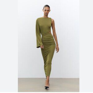 Cut Out Midi Dress - Green